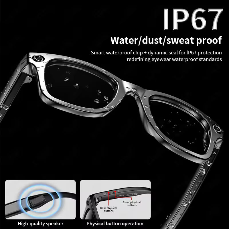 NeoVolt™ AI Smart Glasses – 12H Music, ChatGPT, 2H Video, 7D Standby, IP65 Waterproof