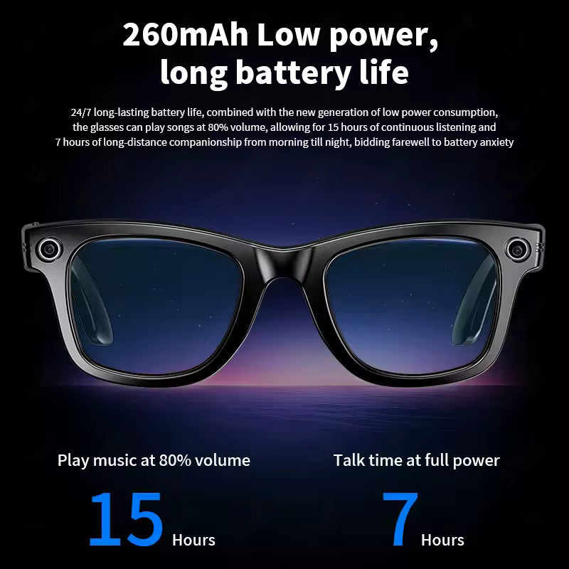NeoVolt™ AI Smart Glasses – 12H Music, ChatGPT, 2H Video, 7D Standby, IP65 Waterproof